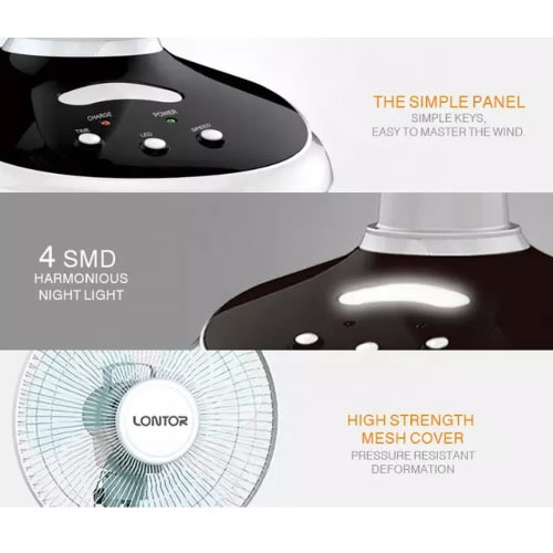 Rechargeable Table Fan With Smd Light 12''