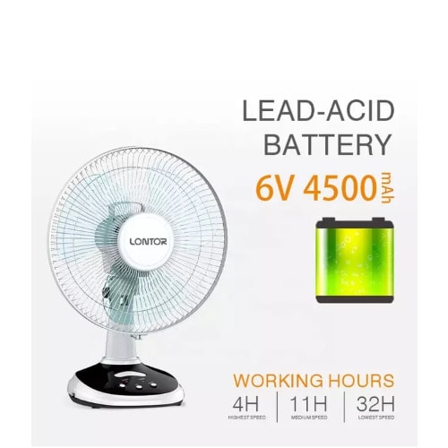 Rechargeable Table Fan With Smd Light 12''