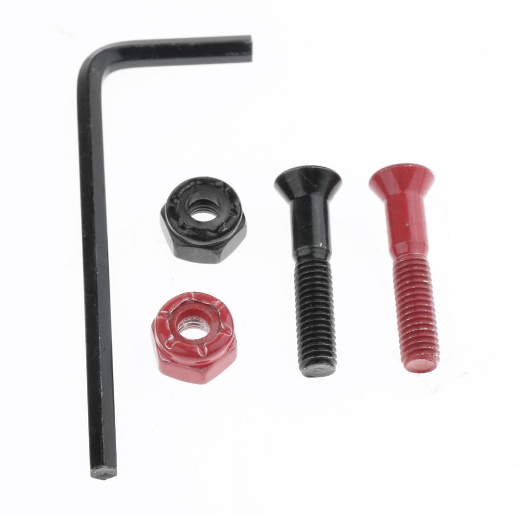 Skateboard Bolts And Nuts Set For 7 Black And 1 Red