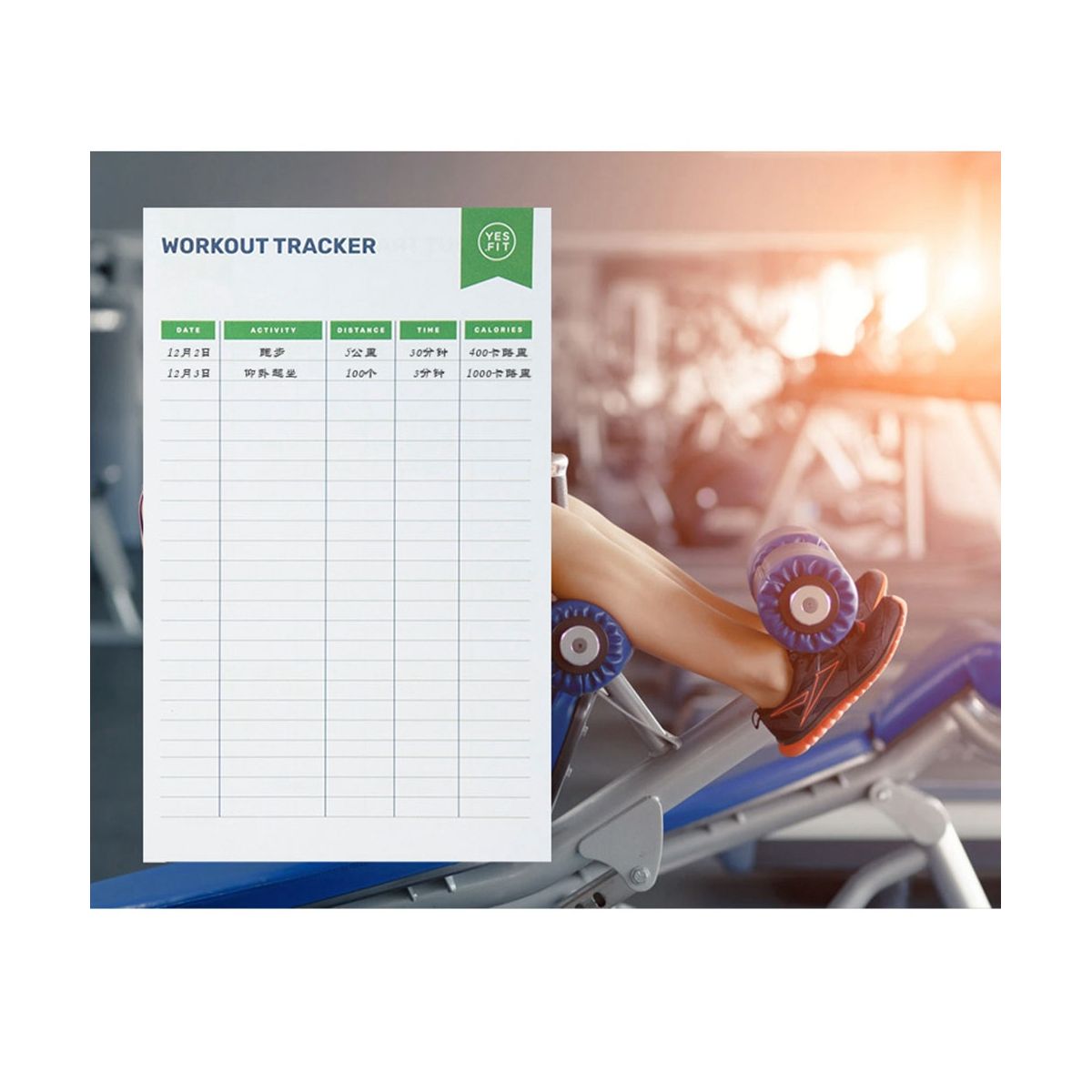 Fitness Journal Workout Planner Gym Notebook, for Men Women (Green)