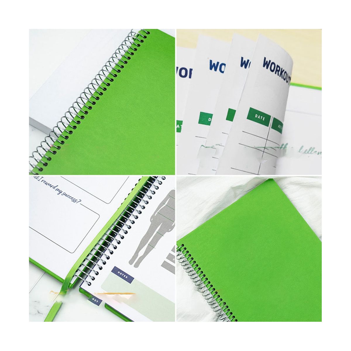 Fitness Journal Workout Planner Gym Notebook, for Men Women (Green)