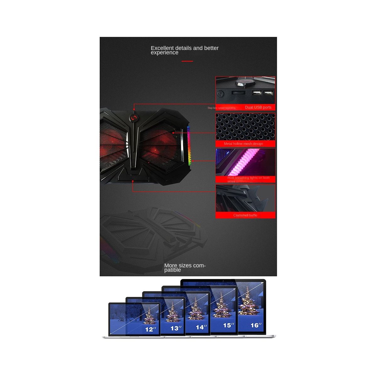 RGB Notebook Radiator Laptop Cooler Cooling Laptop
