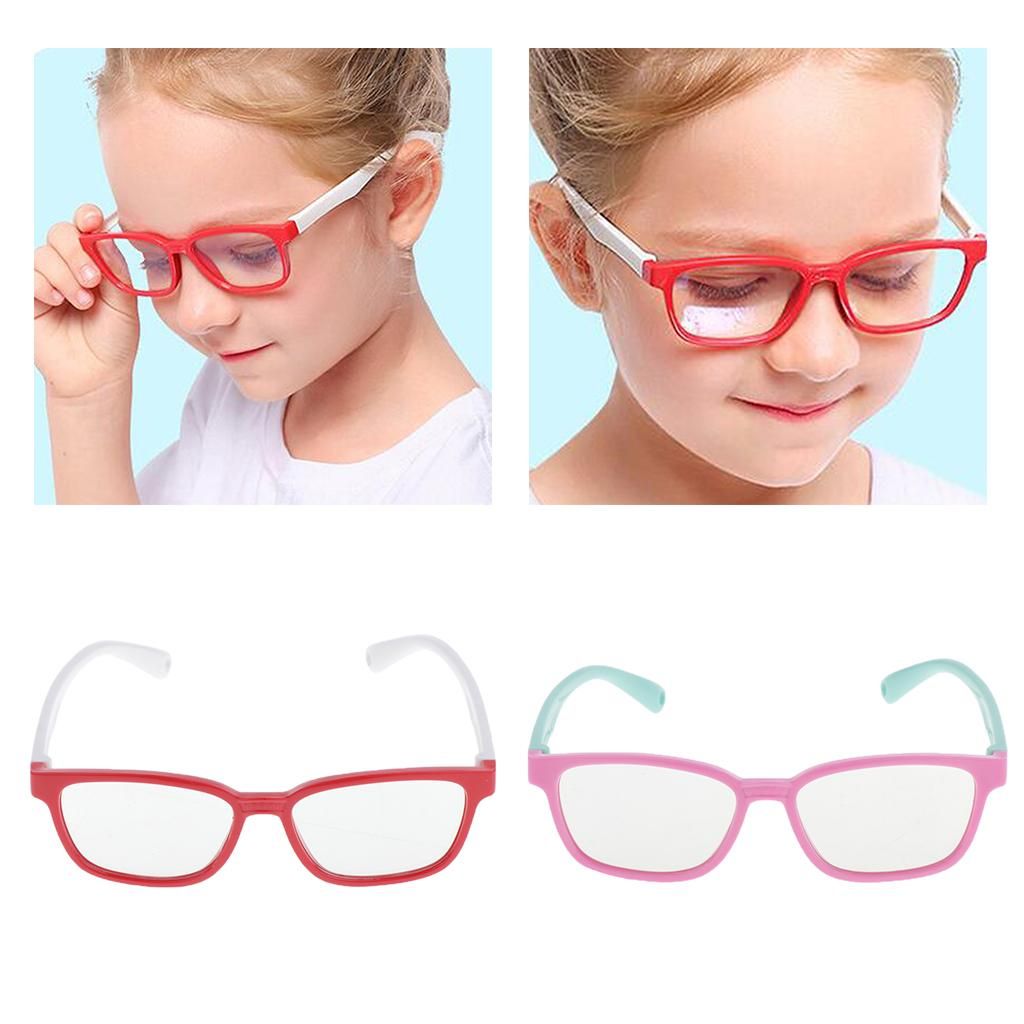 2x Kids Eye Glasses Anti Eyestrain Silicone Frame Children
