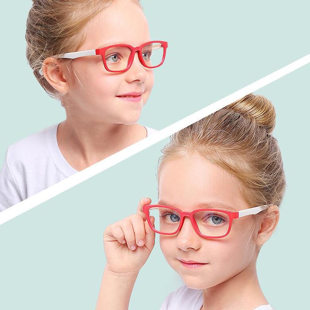 2x Kids Eye Glasses Anti Eyestrain Silicone Frame Children