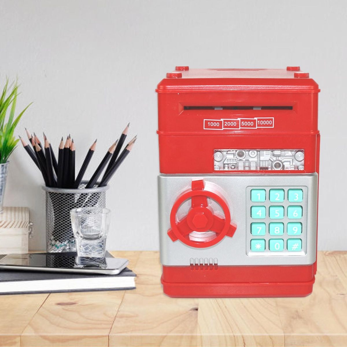 Deposit Port Piggy Bank Secure Kids Piggy Bank Capacity Money Saving Red