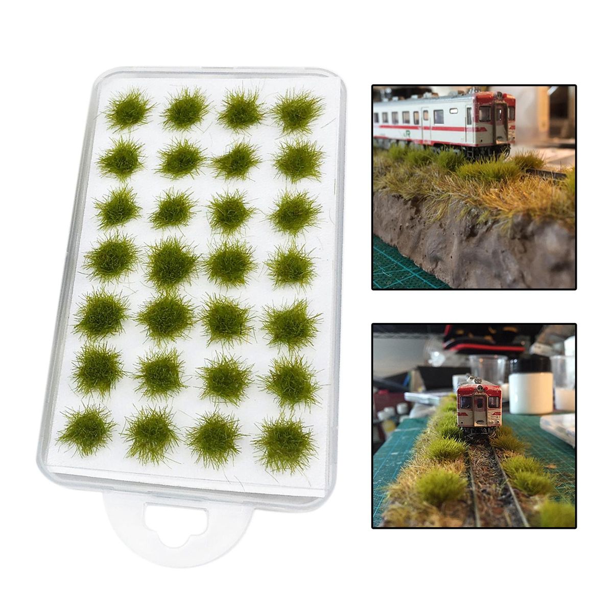 28Pcs Cluster Grass Static Scenery Model For Architecture Fall Green