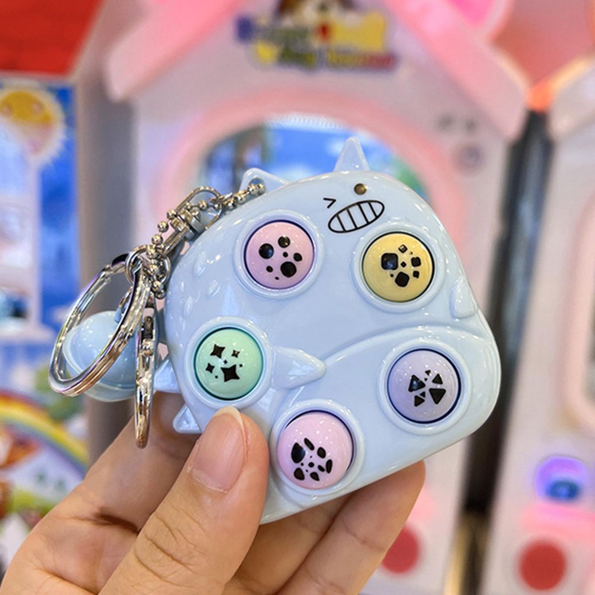 Game Console Keyring Whack-a-mole Keychain Pendant Toy Blue