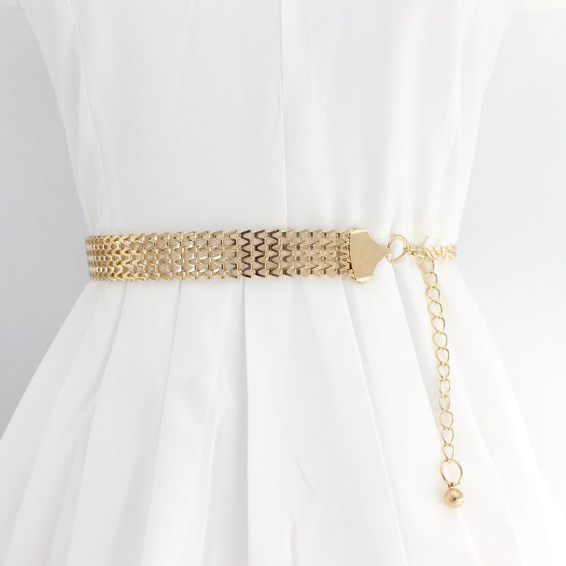 Fashion Simple Chain Belt Women Lady High Waist Gold Belts Waistband For Party Jewelry Dress Metal Chain Belt(#black Style 3)