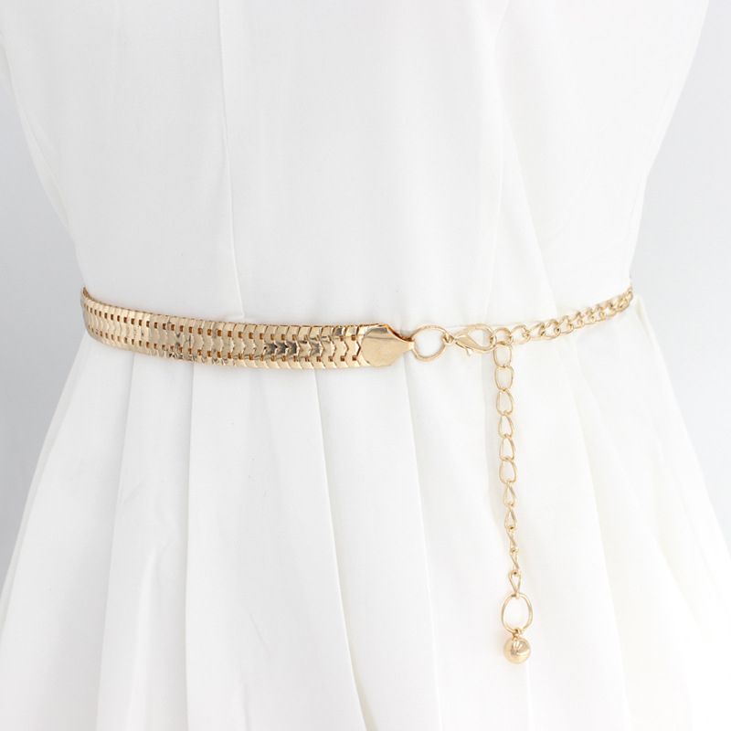 Fashion Simple Chain Belt Women Lady High Waist Gold Belts Waistband For Party Jewelry Dress Metal Chain Belt(#black Style 3)