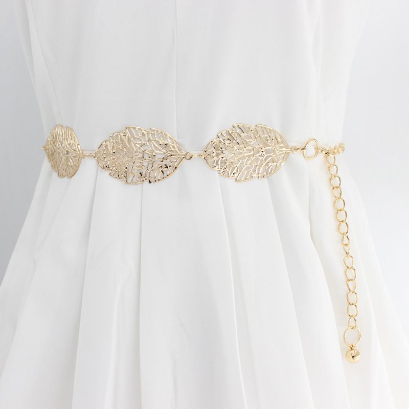 Fashion Simple Chain Belt Women Lady High Waist Gold Belts Waistband For Party Jewelry Dress Metal Chain Belt(#black Style 3)