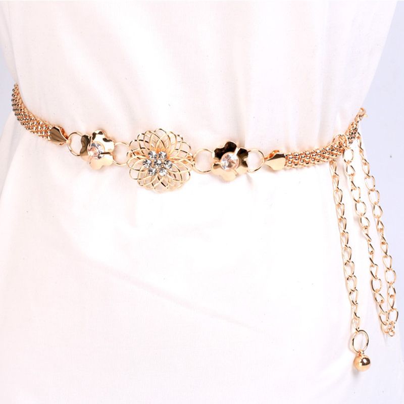 Fashion Simple Chain Belt Women Lady High Waist Gold Belts Waistband For Party Jewelry Dress Metal Chain Belt(#black Style 3)