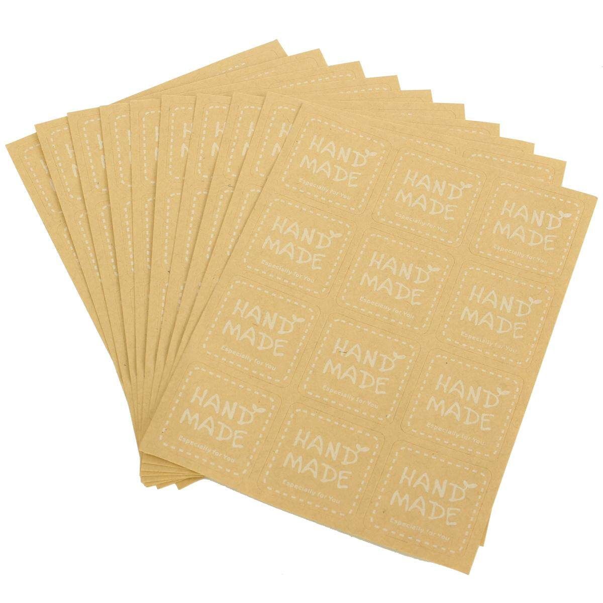 “Hand Made“ Craft Kraft Seal Sticker Label Cupcake Party Gift Bag Boxes Circle Square