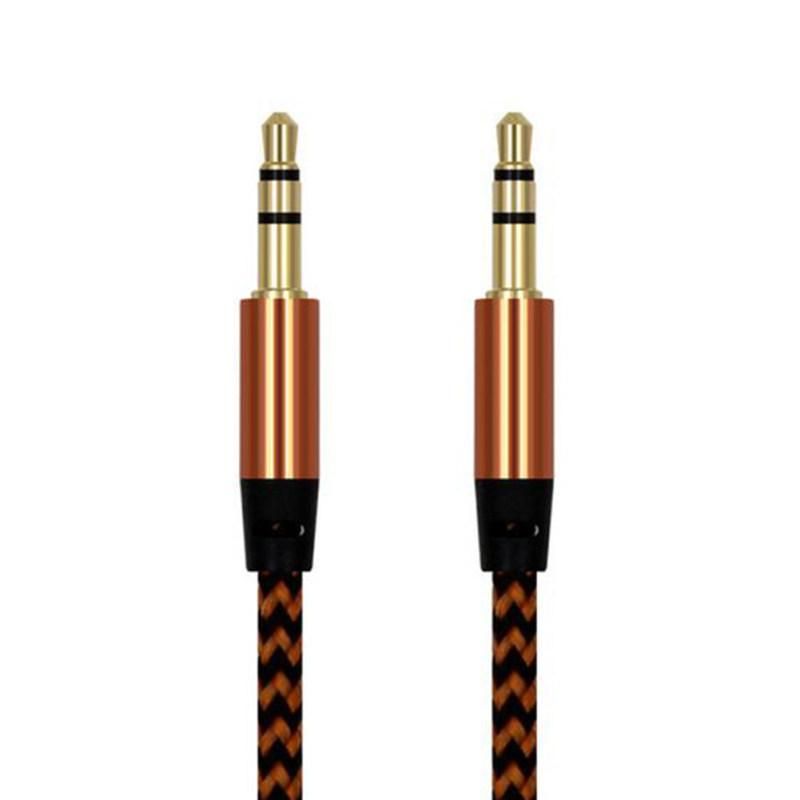Braided Wire Male to Male 3.5mm Audio Cable AUX Line-Pink