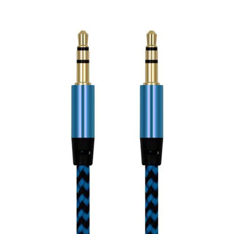 Braided Wire Male to Male 3.5mm Audio Cable AUX Line-Pink