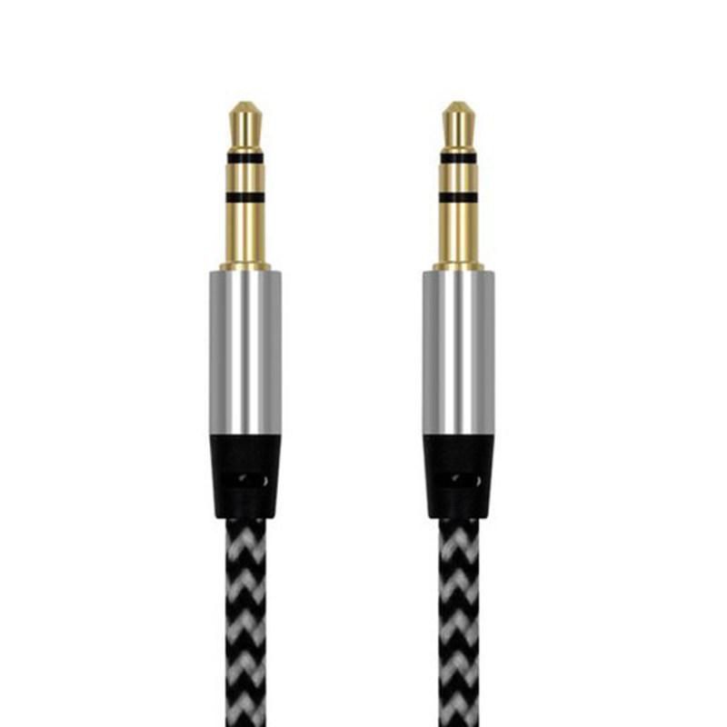 Braided Wire Male to Male 3.5mm Audio Cable AUX Line-Pink