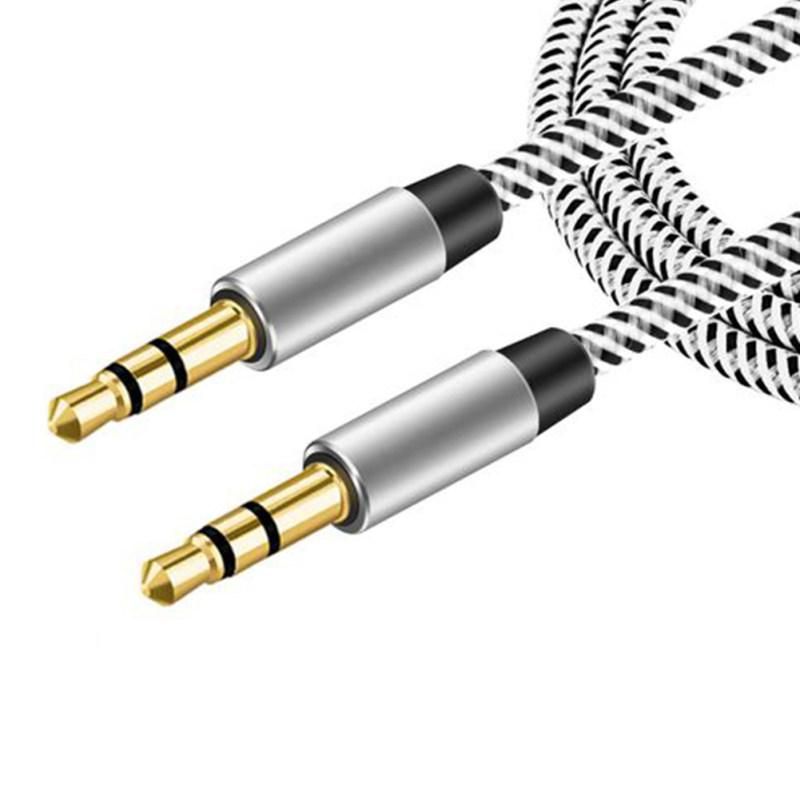 Braided Wire Male to Male 3.5mm Audio Cable AUX Line-Pink