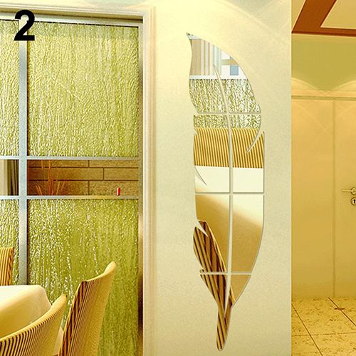 Modern Removable Feather DIY Acrylic Mirror Wall-Gold