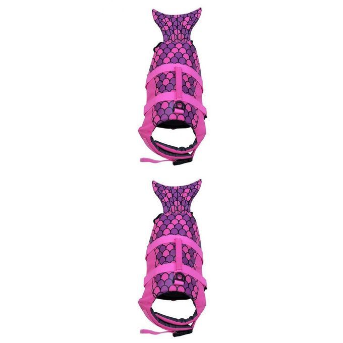 2 Pieces Adjustable Pet Dog Life Jacket Swimming Vest Rescue Handle