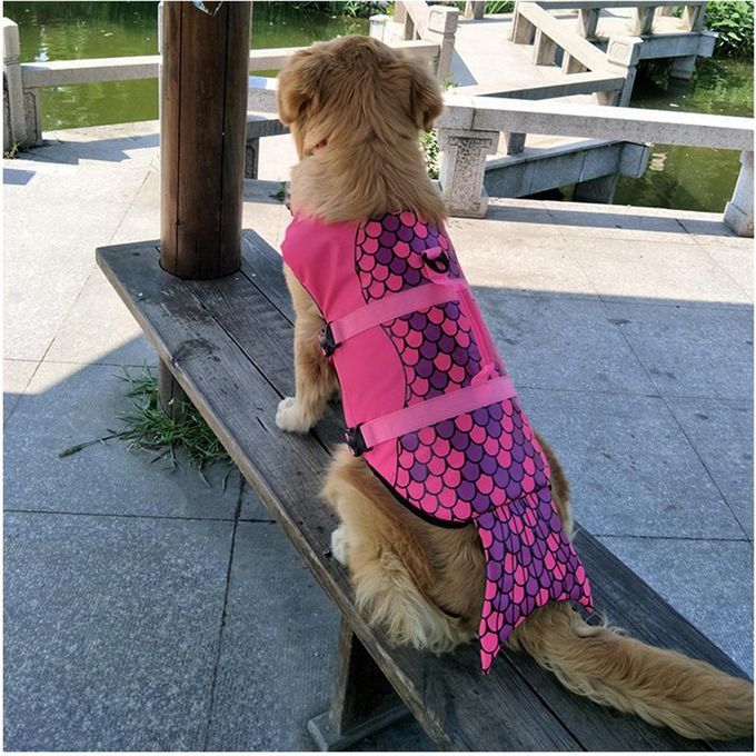 2 Pieces Adjustable Pet Dog Life Jacket Swimming Vest Rescue Handle