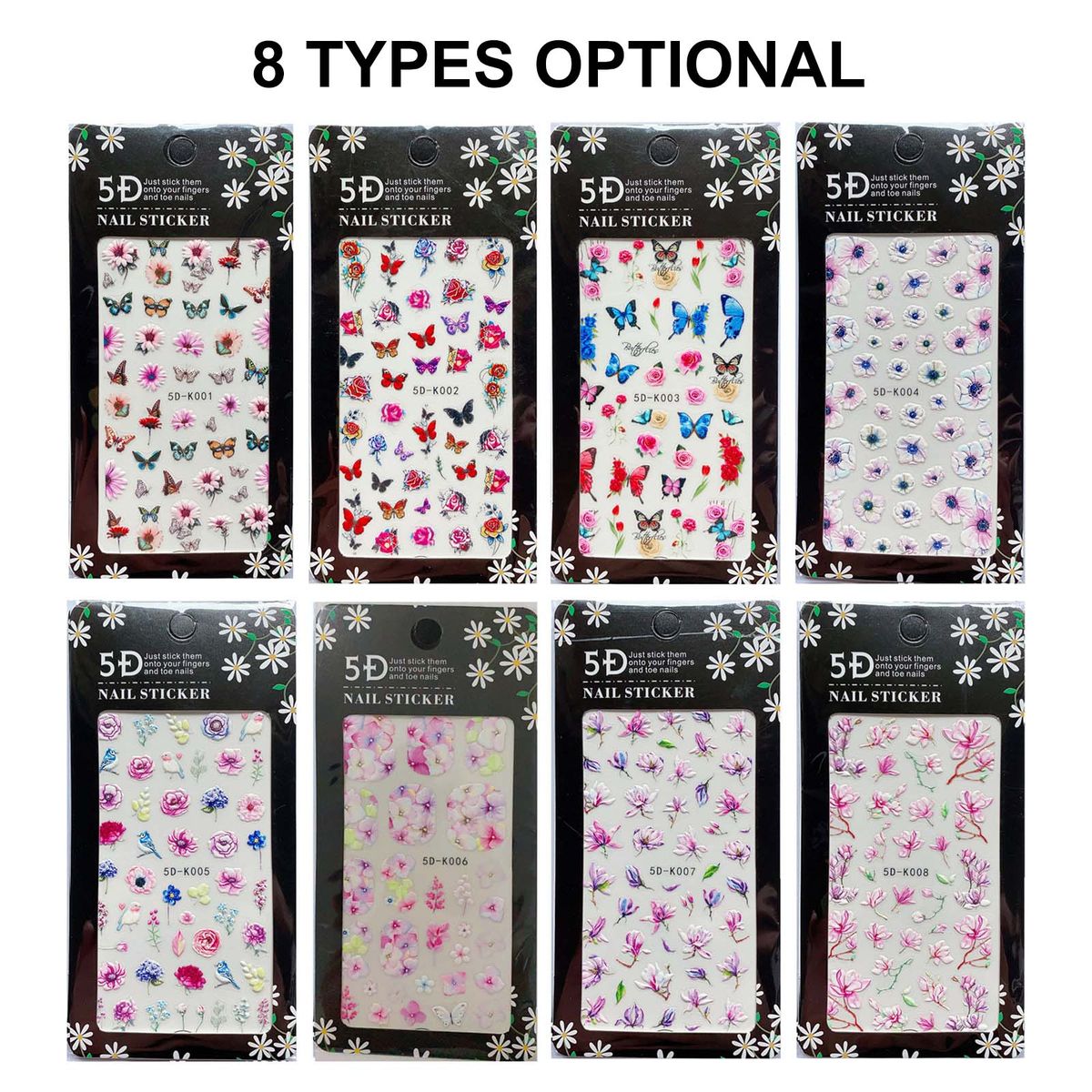 Nail Art Sticker Decals 3D Self-Adhesive Acrylic Engraved