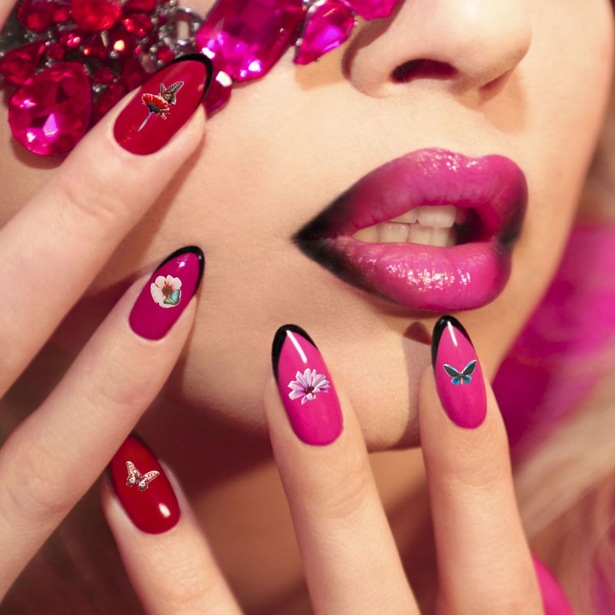 Nail Art Sticker Decals 3D Self-Adhesive Acrylic Engraved