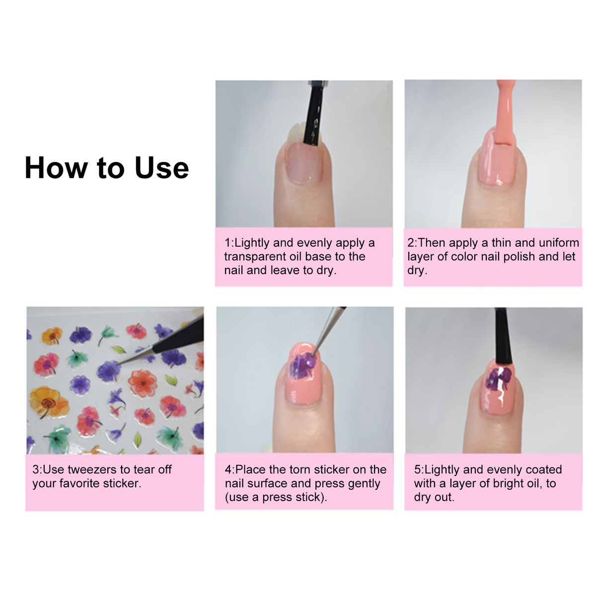 Nail Art Sticker Decals 3D Self-Adhesive Acrylic Engraved
