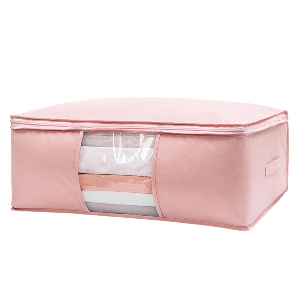 Quilt Storage Bags Dustproof Foldable Non Woven-Pink Red
