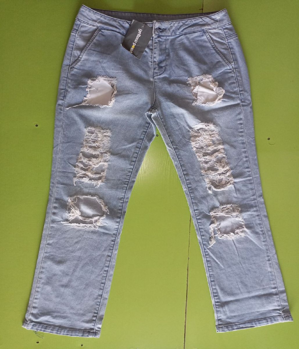 Quality None Washing Turkey Ladies Stock Jeans - Blue/white