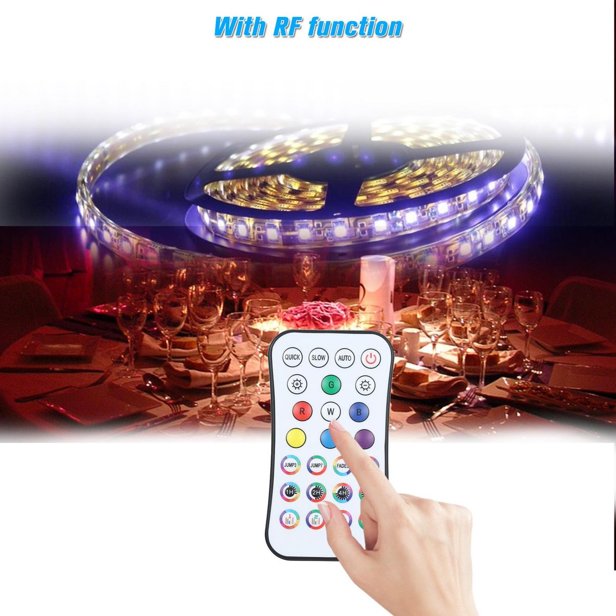 BT LED Strip Lights Kit 5m/16.4ft Length 5050 RGB IR BT music Controller Changing Color 12V Power Supply Smart Light Strip for Bar Home Decoration
