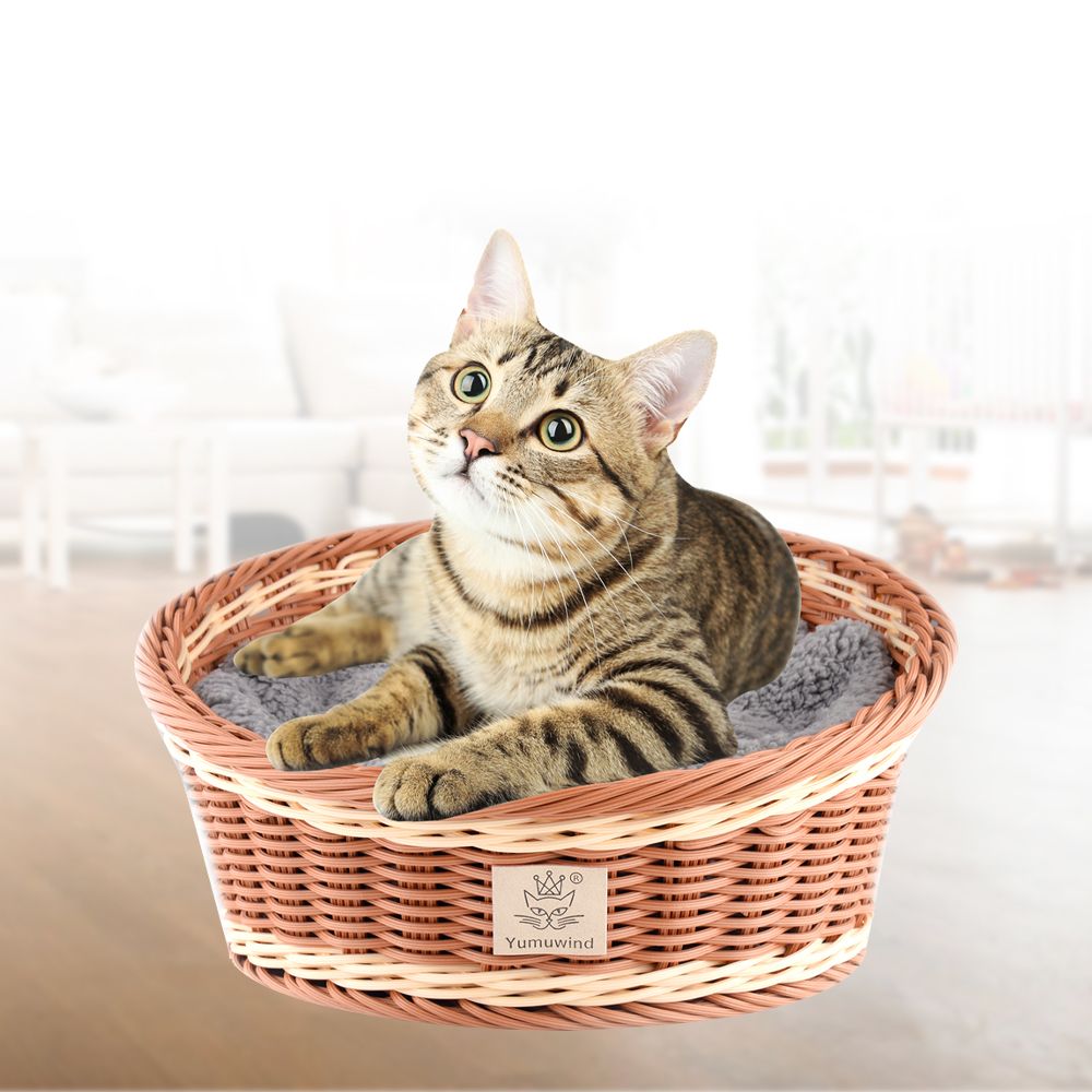 Pet Bed Basket Nest Dipped Round PP Knitted Bed With Plush