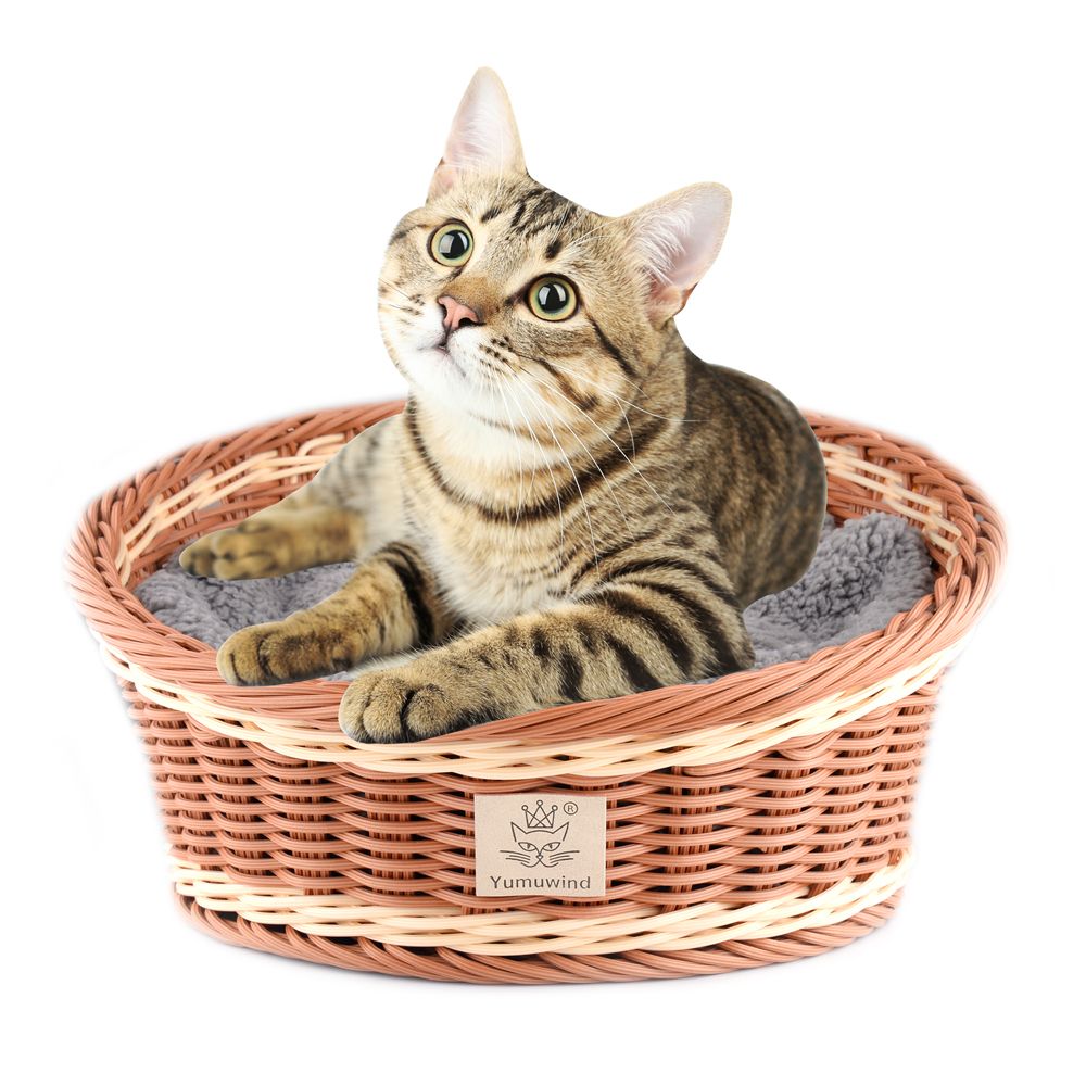 Pet Bed Basket Nest Dipped Round PP Knitted Bed With Plush