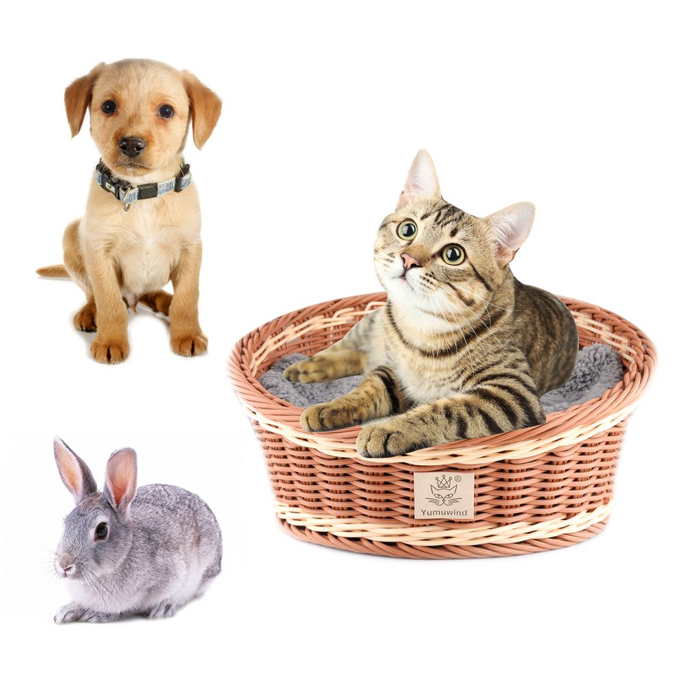 Pet Bed Basket Nest Dipped Round PP Knitted Bed With Plush