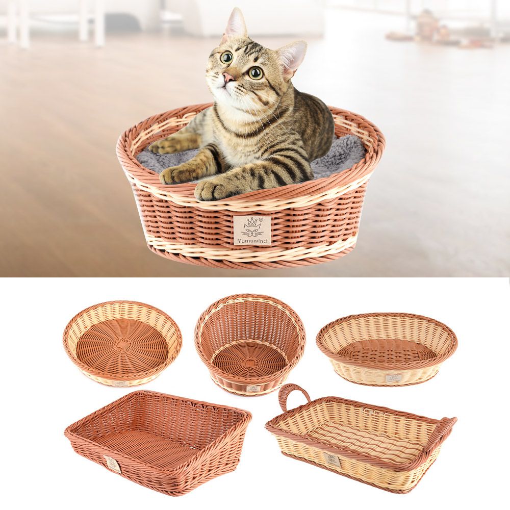 Pet Bed Basket Nest Dipped Round PP Knitted Bed With Plush