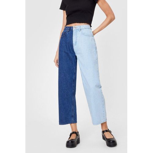 Two Tone Straight  Wide Leg Jeans