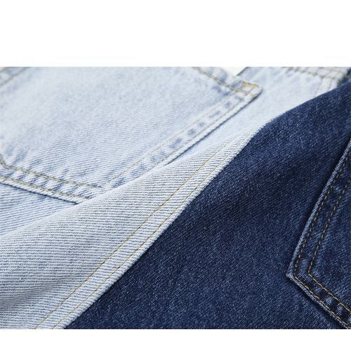 Two Tone Straight  Wide Leg Jeans