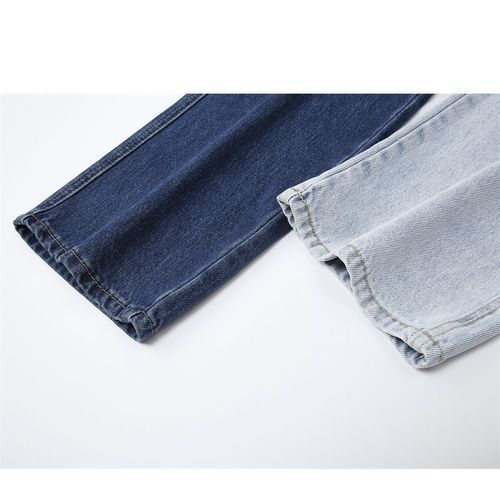 Two Tone Straight  Wide Leg Jeans
