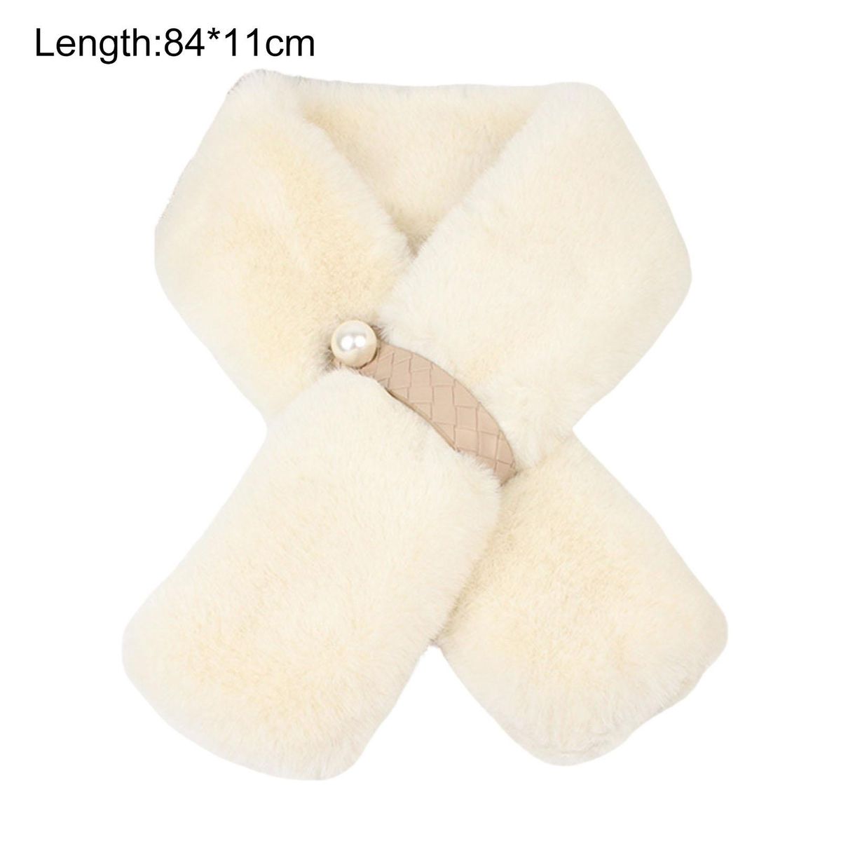 Furry Scarf Wrap Winter Thickened Double-sided Faux Mink Fur Scarf Wrap Beige