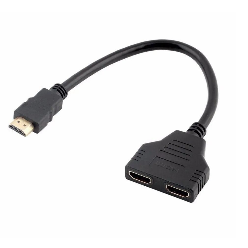 1PC 2 Dual Port Y Splitter 1080P  v1.4 Male to Double Female Adapter Cable 1 In 2 Out HDMI-compatib Converter Connect Cable Cord