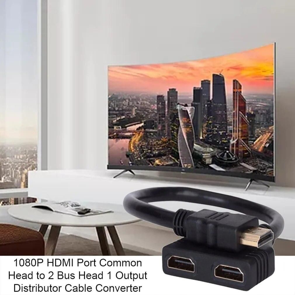 1PC 2 Dual Port Y Splitter 1080P  v1.4 Male to Double Female Adapter Cable 1 In 2 Out HDMI-compatib Converter Connect Cable Cord