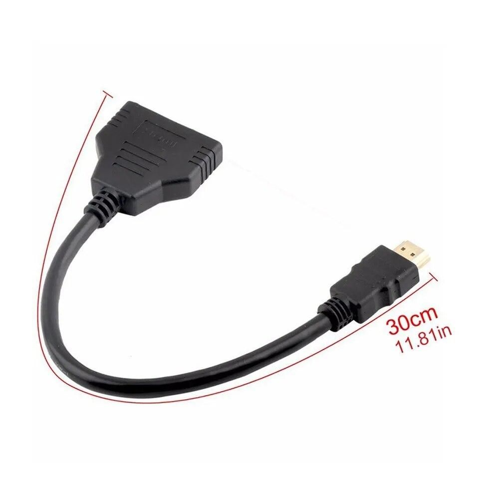 1PC 2 Dual Port Y Splitter 1080P  v1.4 Male to Double Female Adapter Cable 1 In 2 Out HDMI-compatib Converter Connect Cable Cord