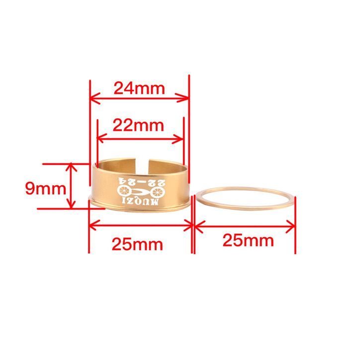 Bicycle Bike Bottom Bracket Adjustable Washer 24mm To 22mm Axis Gold