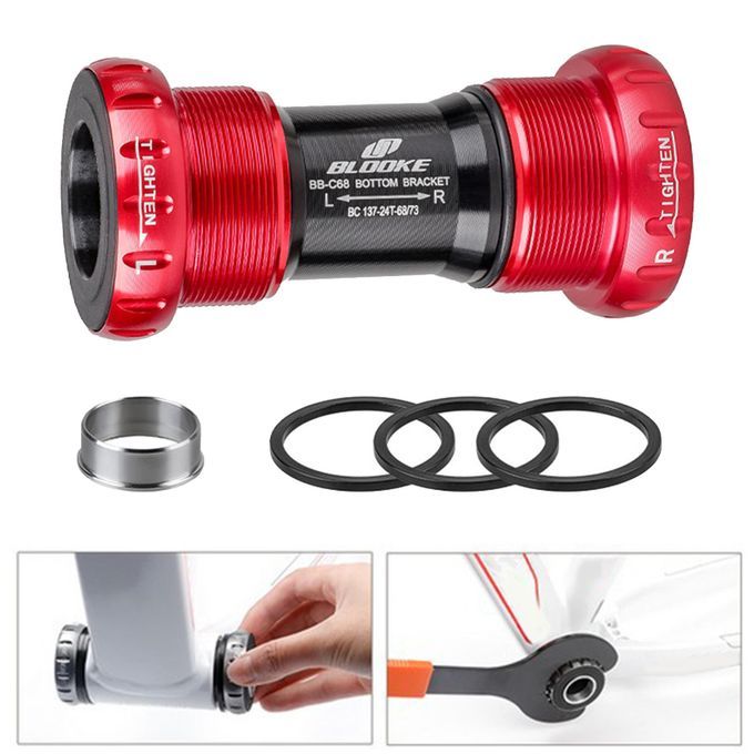 Bike Bottom Bracket Thread MTB Road Bicycle 22/24mm Screw In BB BB Red