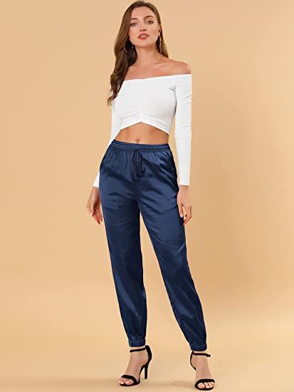 Navy Blue Corporate Office Palazzo Pant For Female Elasticated Waist Pant