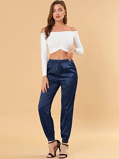 Navy Blue Corporate Office Palazzo Pant For Female Elasticated Waist Pant