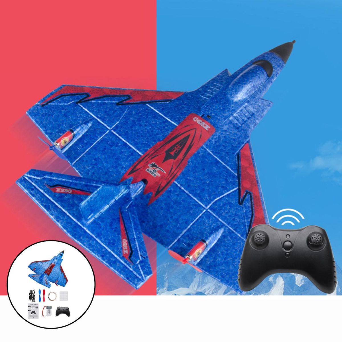 Mini RC Airplane RC Glider Remote Control Plane For Christmas Blue