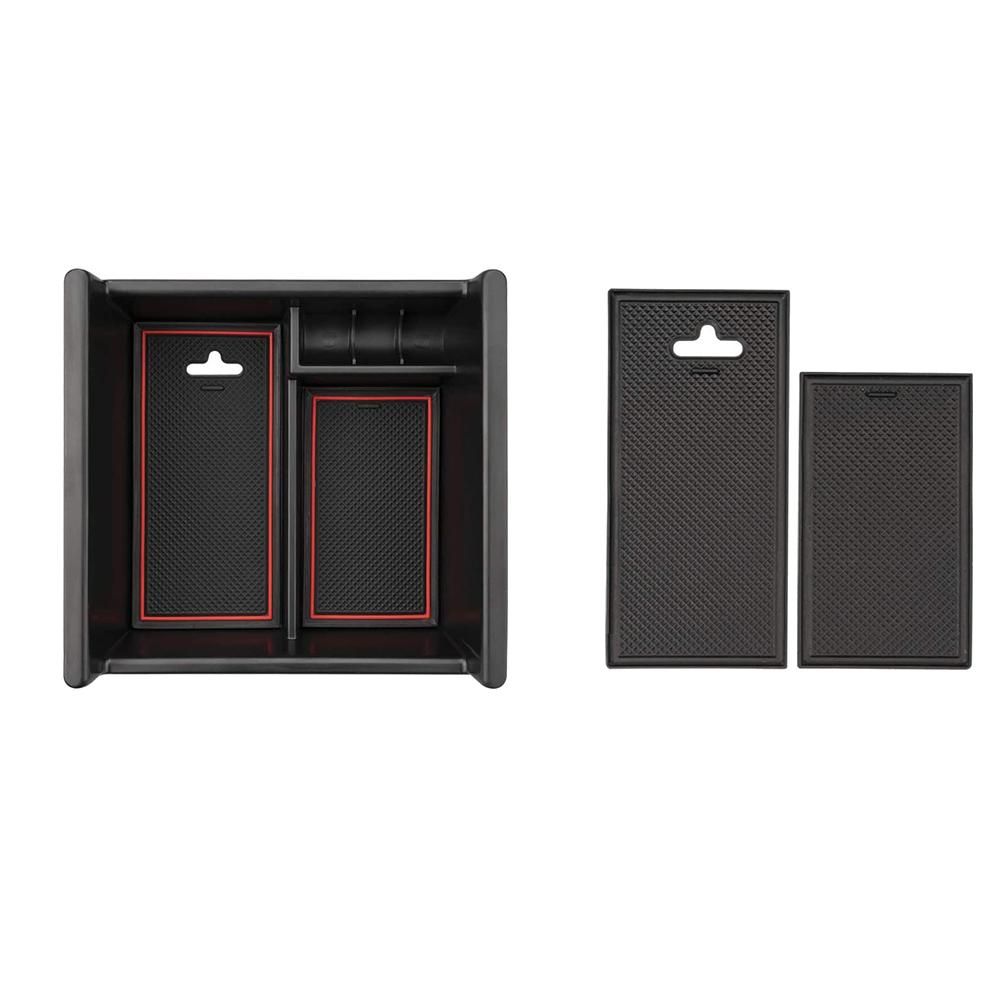 For Toyota 4Runner 2010-2021 Central Console Organizer Armrest Storage Box Pallet Tray and 2 Sets of Silicone Mats