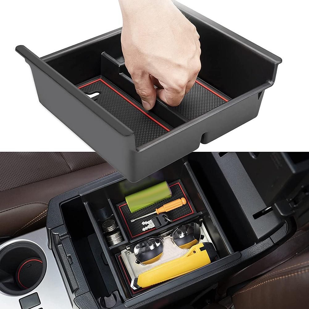 For Toyota 4Runner 2010-2021 Central Console Organizer Armrest Storage Box Pallet Tray and 2 Sets of Silicone Mats