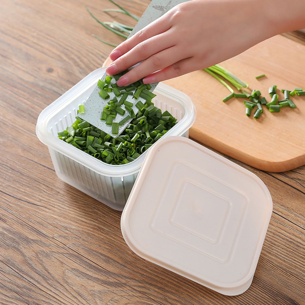 Food Preservation Box Transparent Double Layer Vegetable