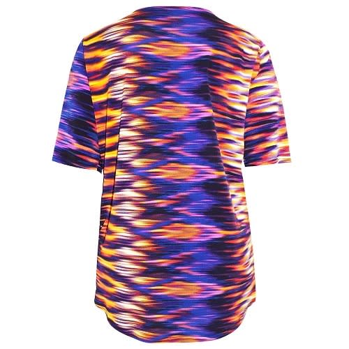 Purple Printed Mock Wrap Half Sleeve Top - Plus Size