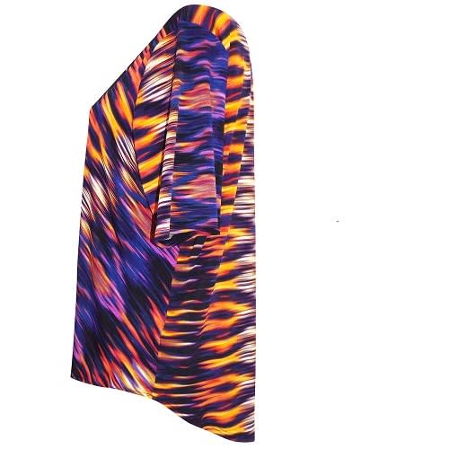 Purple Printed Mock Wrap Half Sleeve Top - Plus Size
